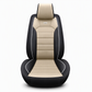 Asiento de coche de cuero de cobertura completa universal cubre todas las estaciones protectores de cojines con diseño de raya horizontal de bloque de color para coches de 5 asientos
