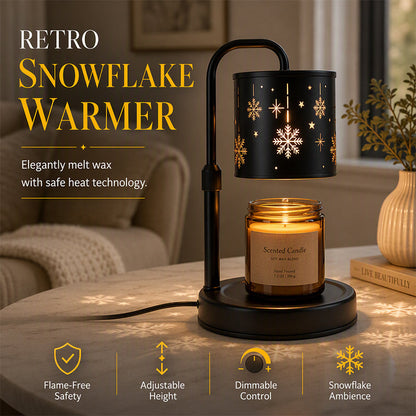 ❄️ Lámpara Calentadora de Velas Retro Copo de Nieve | Lámpara Decorativa sin Llama para Hogar y Recámara