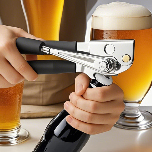 Abrelatas Manual Ergonómico con Mango Giratorio de 360° y Destapador 2 en 1