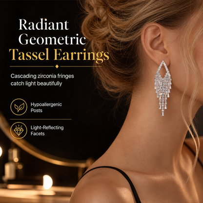 ⏳ ¡50% de Descuento por Tiempo Limitado! ⏰ Aretes Colgantes Rombo con Flecos de Circonita Cúbica y Plata S925 🦚