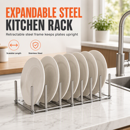 Estante Organizador Extensible de Acero Inoxidable para Cocina y Tapas de Sartén