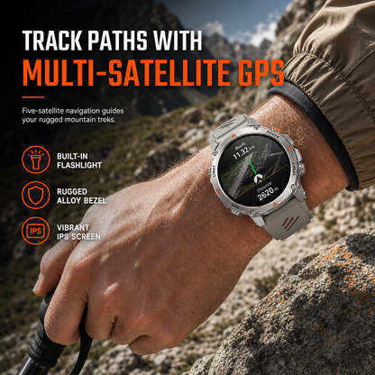 ⏳ ¡50% de Descuento por Tiempo Limitado! 💥 Smartwatch Militar con GPS, Llamadas Bluetooth, Linterna LED y Monitor de Salud