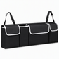 Organizador multiusos para maletero de coche de tela Oxford, bolsa de almacenamiento colgante para asiento trasero para SUV, color negro, 90x12x25 cm