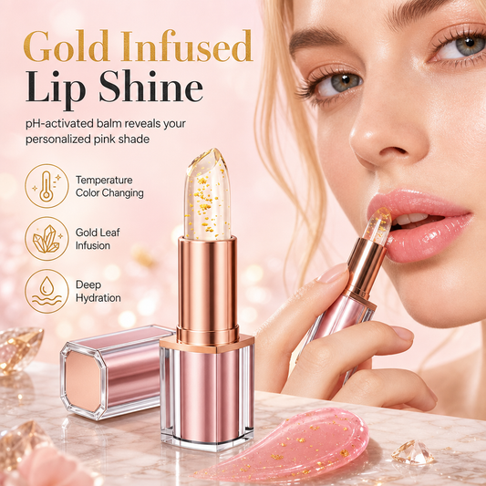 📢📢 ¡50% DE DESCUENTO! ⏰ Bálsamo Labial Mágico con Hojas de Oro y Cambio de Color por Temperatura 💄 – Hidratante con Tono Rosa Personalizado ✨
