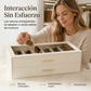 Caja organizadora de gafas de sol de 2 niveles con tapa de cristal transparente para exhibición