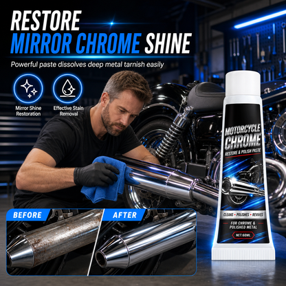 ⏳ ¡50% de Descuento por Tiempo Limitado! ⏰ Pasta Pulidora y Restauradora de Cromo y Metales para Moto y Auto 🏍️✨