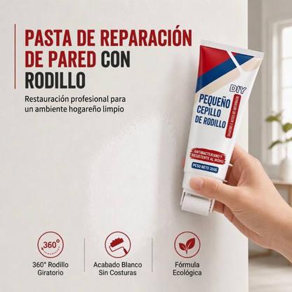 🔥Compra 2 y lleva 1 gratis🎁Pasta reparadora de paredes con rodillo integrado, resistente al agua y segura para toda la familia – solución fácil de bricolaje para manchas, grietas y marcas 🏠