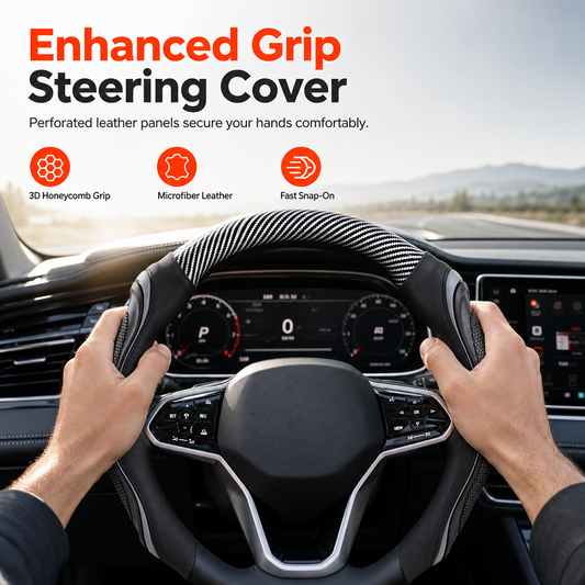 🔈50% OFF 🔥Funda Universal para Volante de Auto – Agarre Antideslizante Transpirable y Acabado Deportivo Tipo Nappa ✨