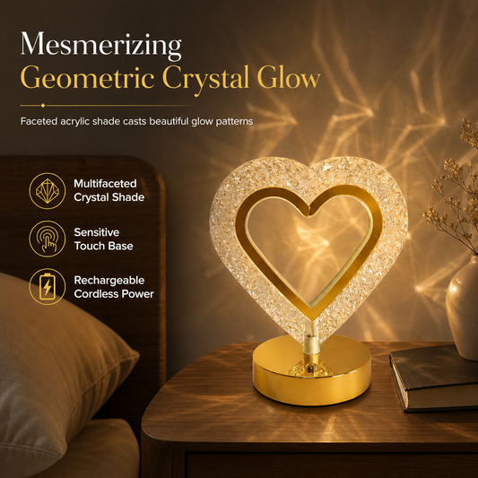 📢 ¡40% DE DESCUENTO! ⏰ Lámpara de noche de cristal geométrico – Control táctil, 3 tonos de luz, recargable por USB ✨