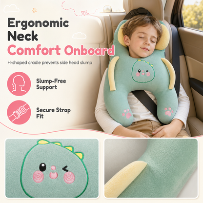 🚗 Almohada de viaje para auto con diseño animado – Cojín ergonómico de soporte para cuello y cinturón de seguridad para niños y adultos