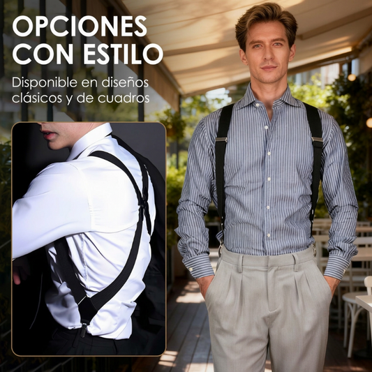 👔✅ 50% DE DESCUENTO! Tirantes para hombre con forma de X y clips de gancho – Ajustables y resistentes