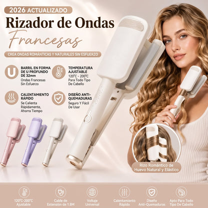 ¡💈 DESCUENTO EXCLUSIVO POR TIEMPO LIMITADO DEL 49%! 💐 Rizador de ondas – Brillo de salón y protección contra el calor ✨