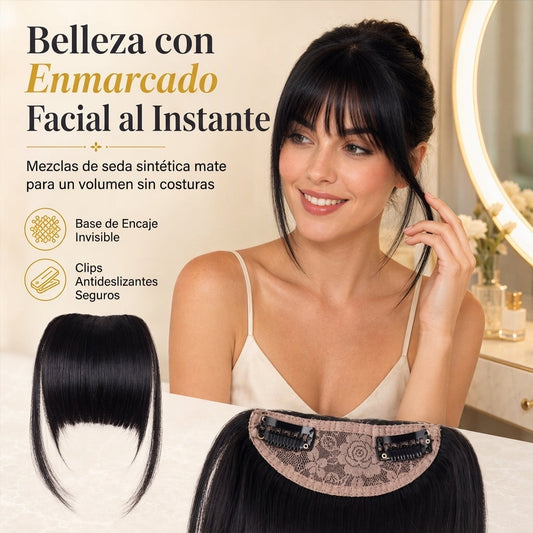 Extensiones de flequillo de aire con patillas para mujer, fibra sintética de 15 cm con clip