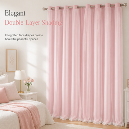 Cortinas Doble Capa Elegantes con Tul y Bloqueo de Luz