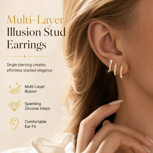 Aretes Trepadores de 3 Hileras con Cristales Brillantes