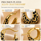 Aretes Huggie en U con Estampado de Leopardo Vintage