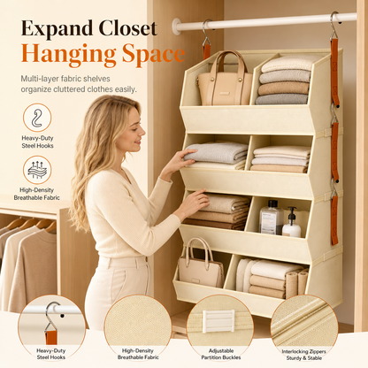 Organizador Colgante para Clóset – Maximiza el Espacio y Mantén tu Ropa Ordenada