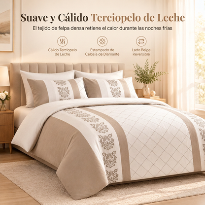 Juego de Ropa de Cama Térmica de Terciopelo de Leche (3 Piezas)