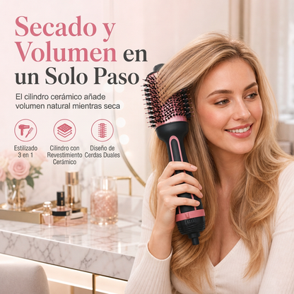 Cepillo Secador y Voluminizador de Cabello 3 en 1 – Alisador y Modelador de Aire Caliente