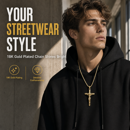 Collar con Dije de Cruz y Retrato para Hombre y Mujer