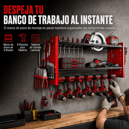 Organizador de Pared de Alta Resistencia para Herramientas Eléctricas y Taladros