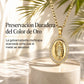 Collar con Dije Religioso en Chapa de Oro y Circonias Cúbicas para Mujer
