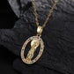 Collar con Dije Religioso en Chapa de Oro y Circonias Cúbicas para Mujer