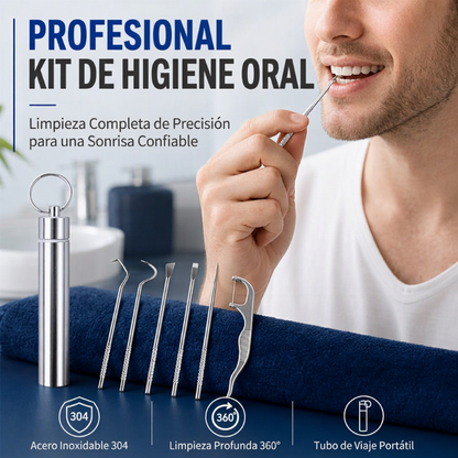 Kit de Palillos Dentales de Acero Inoxidable con Punta Ultrafina (7 Piezas)