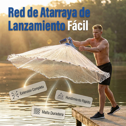 Red de Atarraya de Lanzamiento Fácil con Plomadas de Hundimiento Rápido