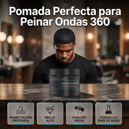 Pomada para Ondas 360 Base Agua con Fijación Media y Brillo Intenso