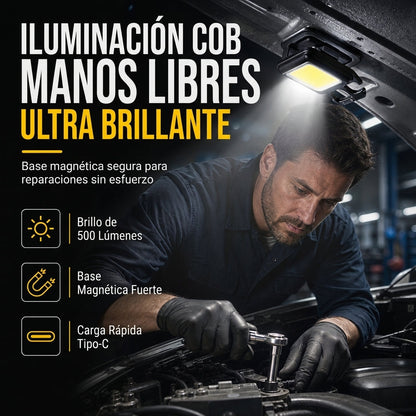 Mini Linterna LED COB Recargable con Base Magnética y Destapador