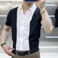 Camisa de patchwork casual de negocios de verano para hombre benefiyou