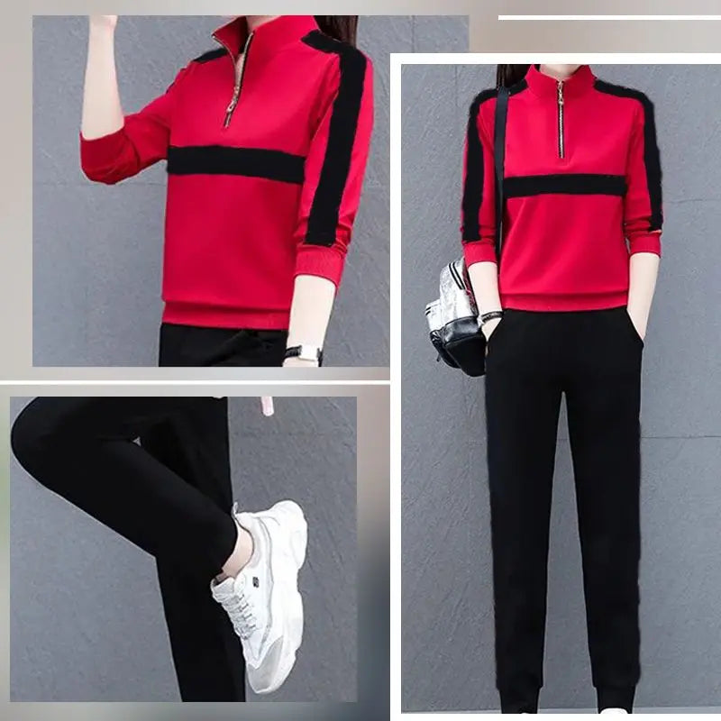 Sweatsuit de 2 piezas de cuello de collar de mujer benefiyou