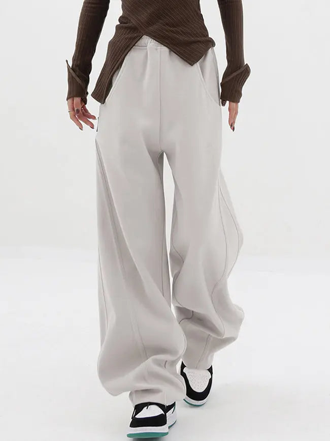 Baggy Elastic Waist Wide-Leg Petite Sweatpants benefiyou