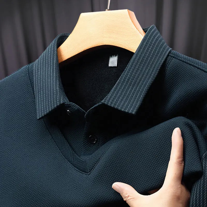 Camisa de punto de dos piezas con solapa para hombre benefiyou