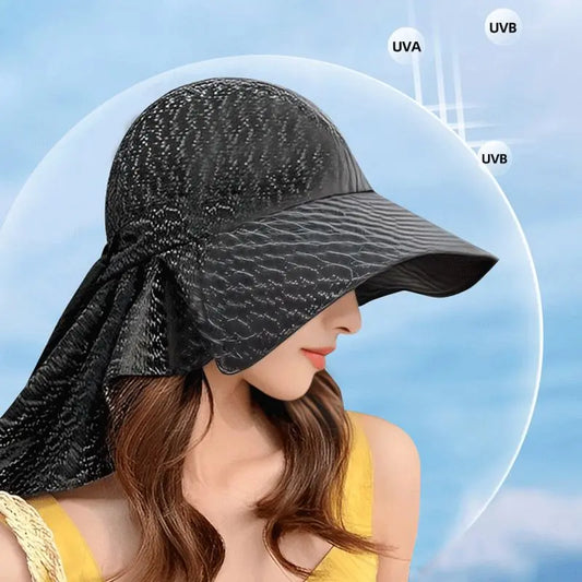 Sombrero para el sol combinable con ala ancha para mujer con solapa en el cuello benefiyou