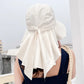 Sombrero para el sol combinable con ala ancha para mujer con solapa en el cuello benefiyou