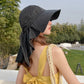 Sombrero para el sol combinable con ala ancha para mujer con solapa en el cuello benefiyou