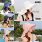 Sombrero para el sol combinable con ala ancha para mujer con solapa en el cuello benefiyou