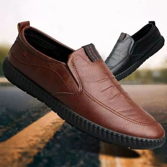 Zapatos de Cuero Casuales de Negocios sin Cordones para Hombres benefiyou