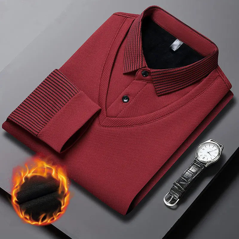 Camisa de punto de dos piezas con solapa para hombre benefiyou