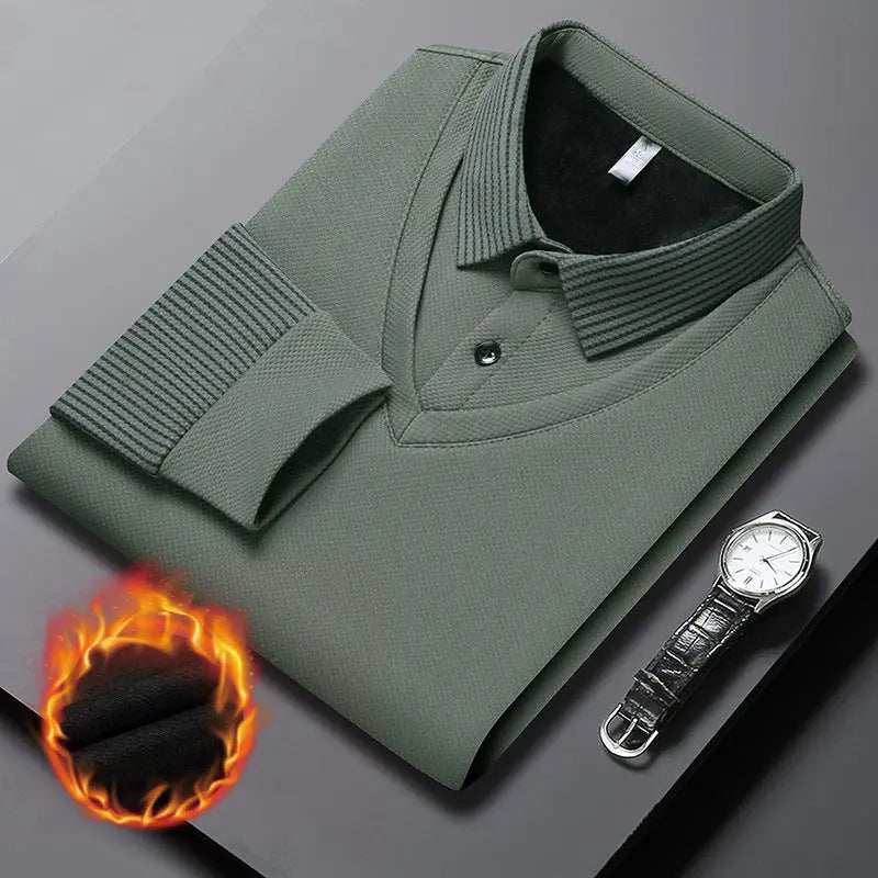 Camisa de punto de dos piezas con solapa para hombre benefiyou