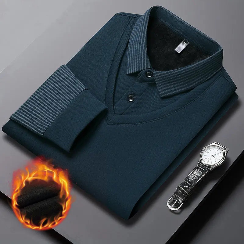 Camisa de punto de dos piezas con solapa para hombre benefiyou