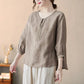 Top de cuello de lino de lino para mujeres benefiyou
