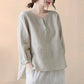 Top de cuello de lino de lino para mujeres benefiyou