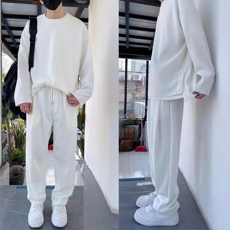 Conjunto de 2 piezas de manga larga para hombre, holgado y a la moda benefiyou