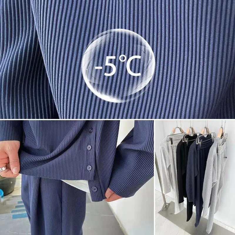 Conjunto de 2 piezas de manga larga para hombre, holgado y a la moda benefiyou