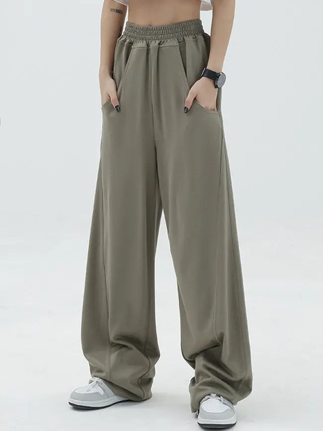 Baggy Elastic Waist Wide-Leg Petite Sweatpants benefiyou