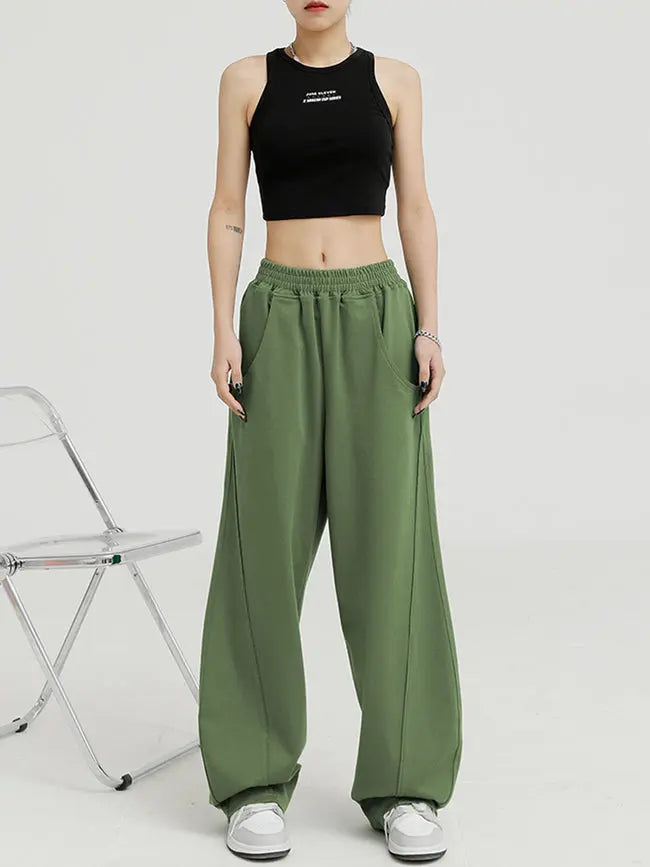 Baggy Elastic Waist Wide-Leg Petite Sweatpants benefiyou