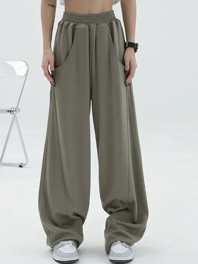 Baggy Elastic Waist Wide-Leg Petite Sweatpants benefiyou